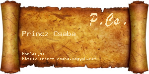 Princz Csaba névjegykártya